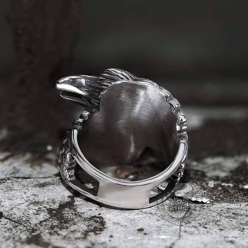 Odin Ravens Huginn and Munin Stainless Steel Viking Ring | Gthic.com