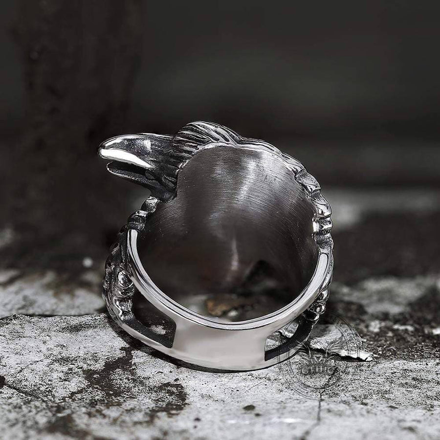 Two Entwined Ravens Stainless Steel Viking Ring Stainless Steel