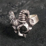 Anello teschio in argento sterling con labirinto del fauno