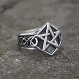 Pentagram Stainless Steel Masonic Ring | Gthic.com