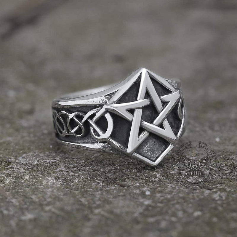 Pentagram Stainless Steel Masonic Ring | Gthic.com