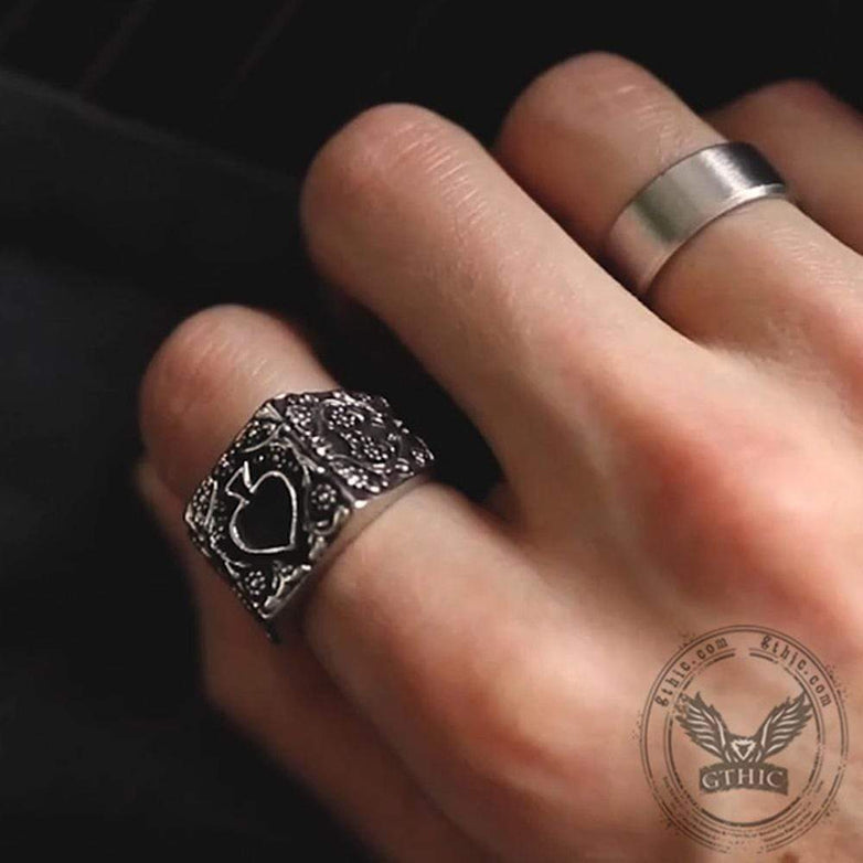 Poker Spades Stainless Steel Biker Ring | Gthic.com