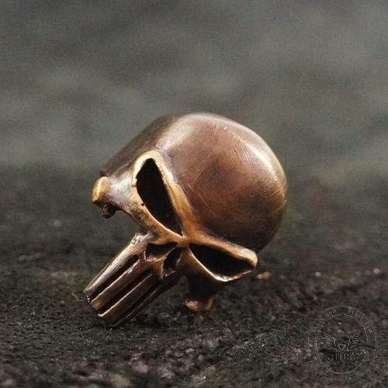 Punk Designed Skull Head Brass Sterling Silver Ring