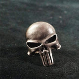Punisher Brass Sterling Silver Skull Ring 02 | Gthic.com
