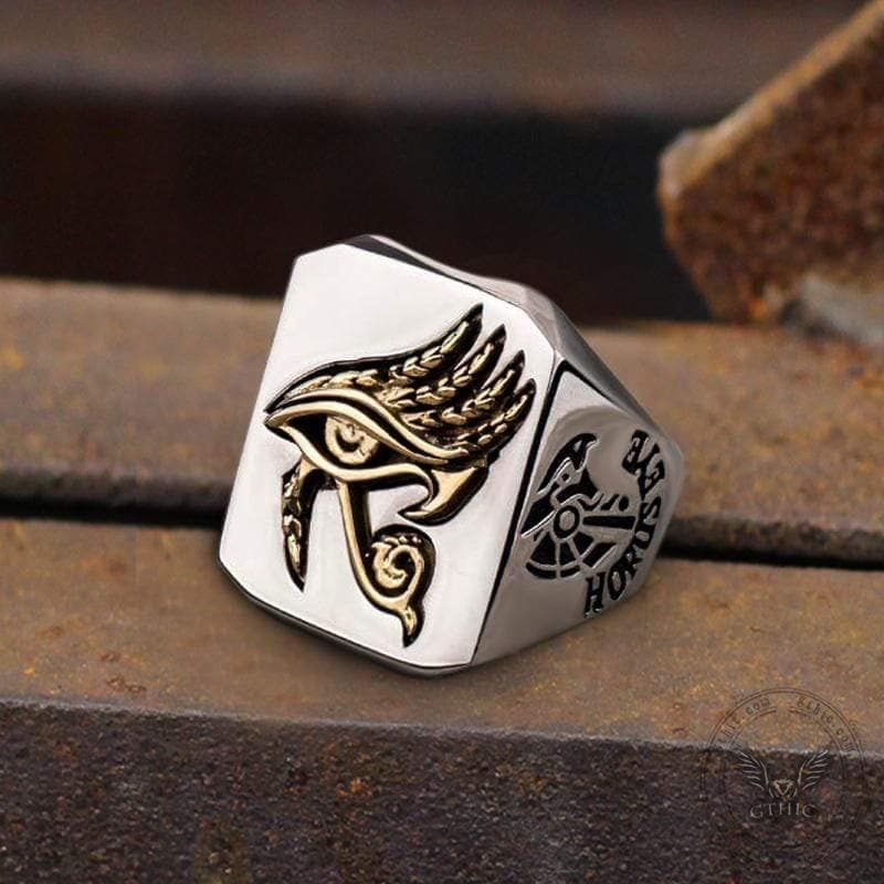 Eye of Horus Stainless Steel Egyptian Mythology Ring