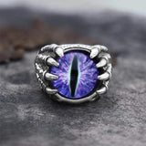 Dragon Eye Stainless Steel Skull Claw Ring 06 Purple | Gthic.com