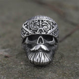 Retro Bearded Man Stainless Steel Skull Ring05 | Gthic.com