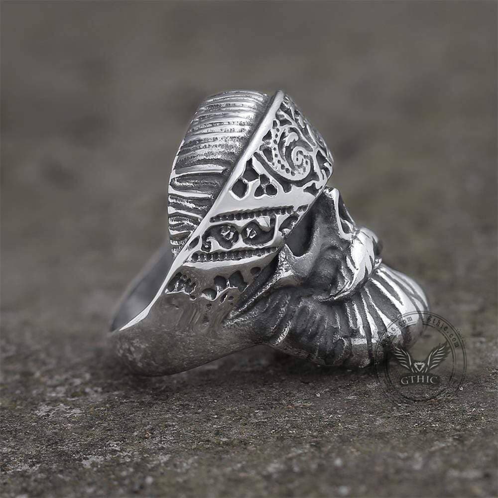 Retro Bearded Man Stainless Steel Skull Ring