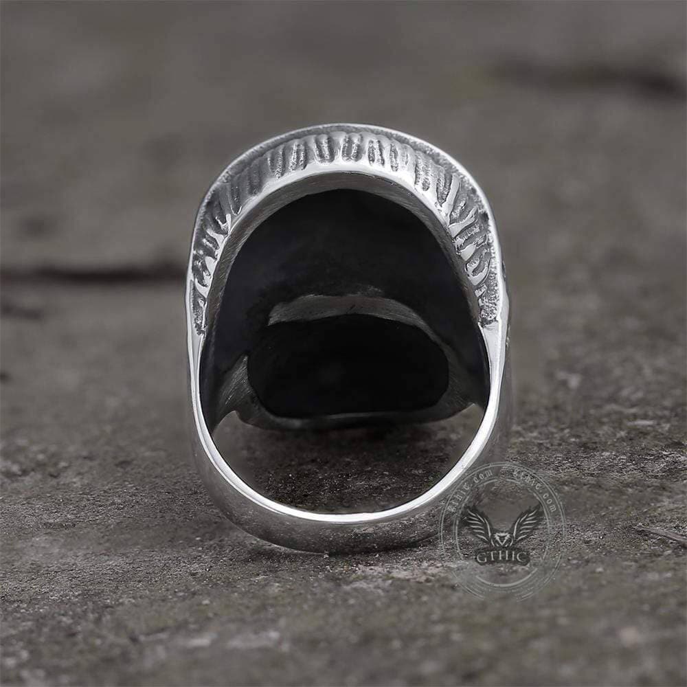 Retro Bearded Man Stainless Steel Skull Ring