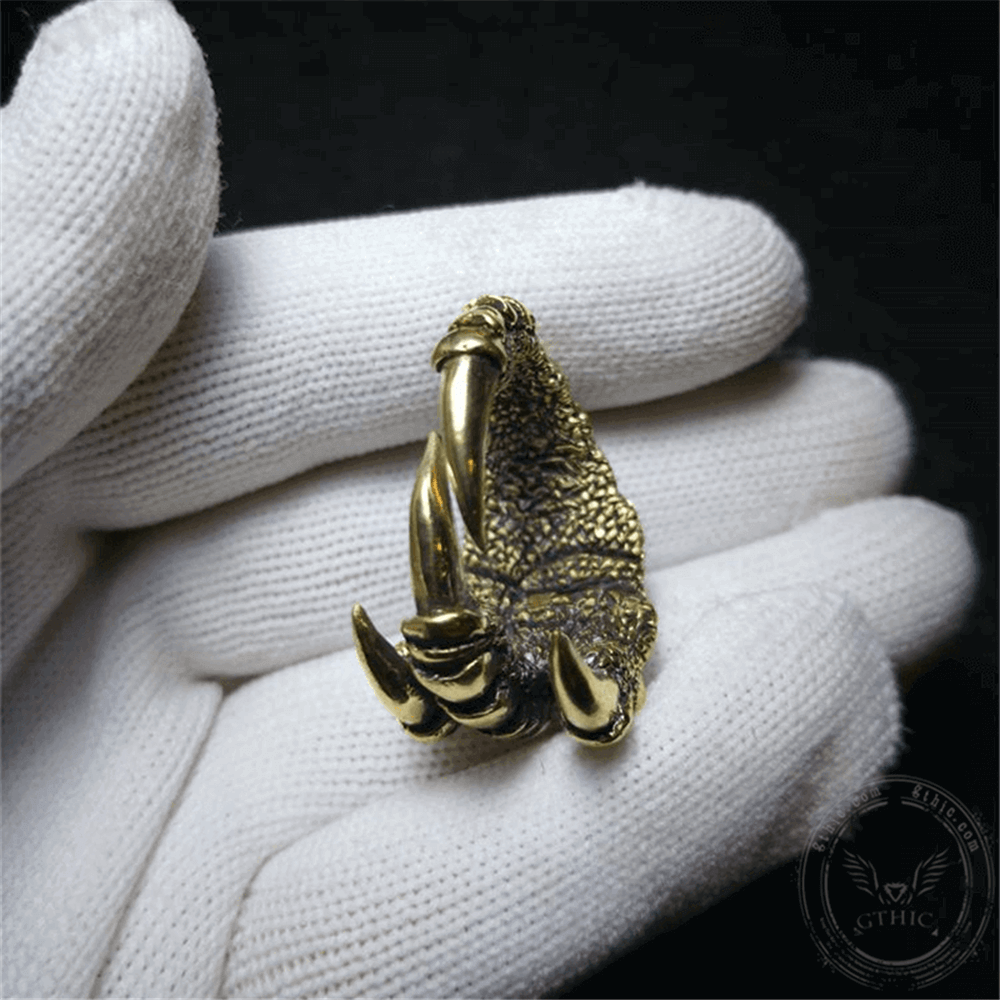 Retro Dragon Claw Brass Sterling Silver Ring | Gthic.com