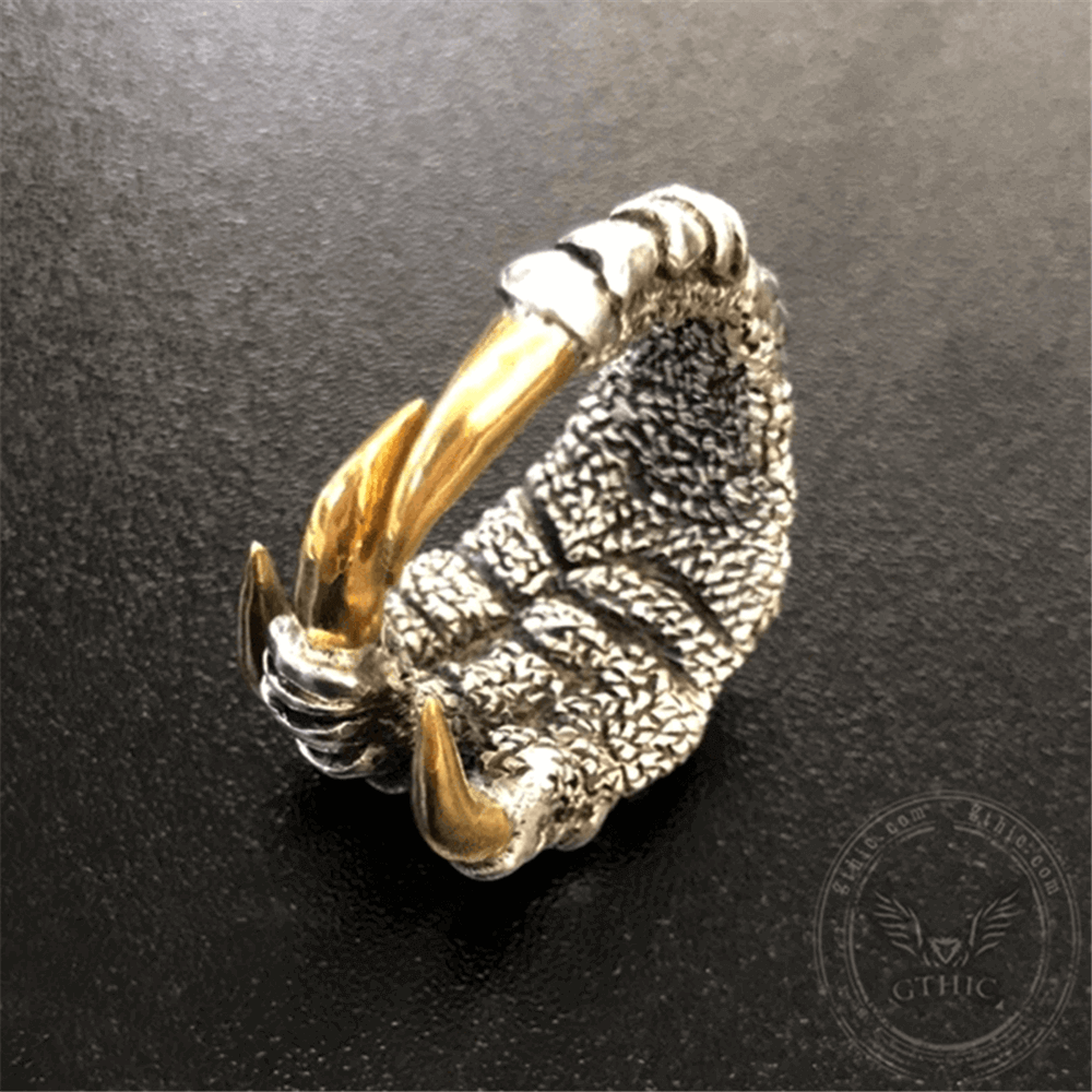 Retro Dragon Claw Brass Sterling Silver Ring | Gthic.com