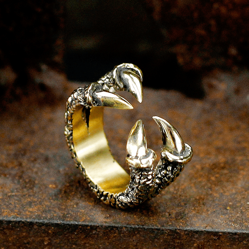 Retro Dragon Claw Sterling Silver Brass Ring