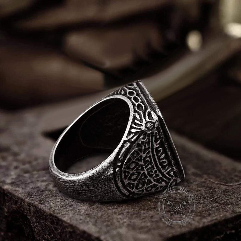 Retro Simple Stainless Steel Engraved Ring 04 | Gthic.com