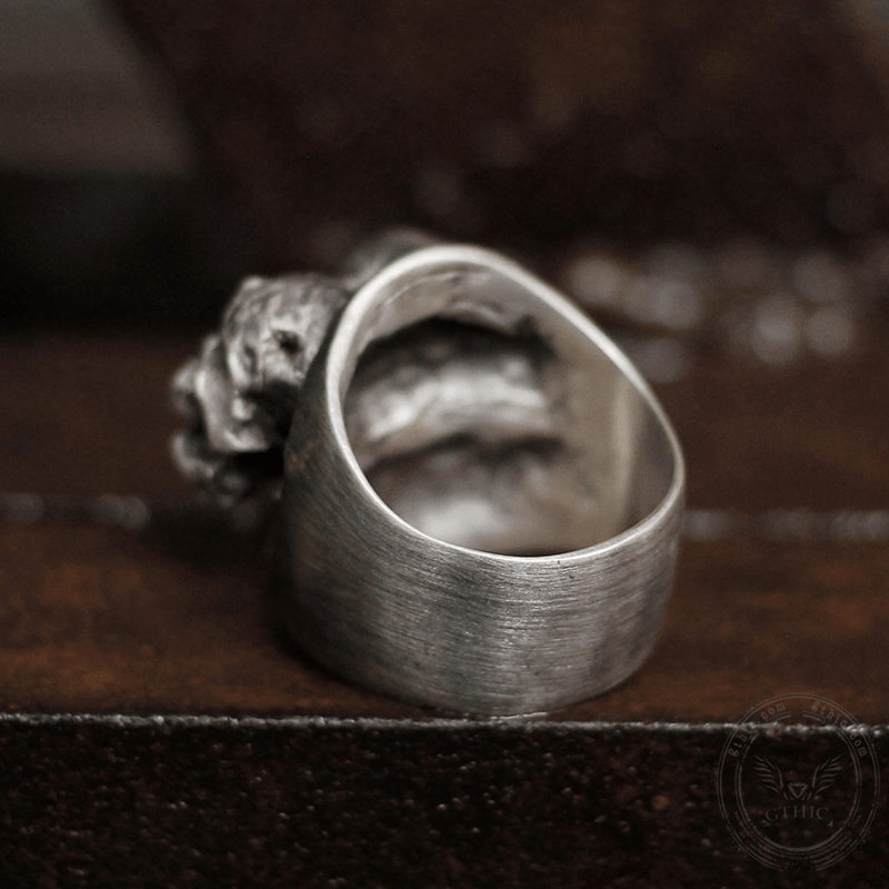 Bague tête de mort en laiton et argent sterling Ripped Soul