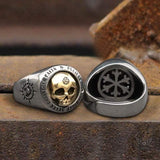 Rock Runes Sterling Silver Skull Ring 03 | Gthic.com
