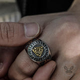 Runes Valknut Triangle Stainless Steel Viking Ring - GTHIC