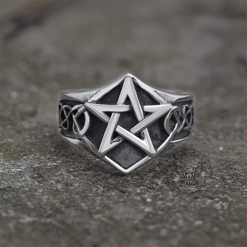 Pentagram Stainless Steel Masonic Ring | Gthic.com