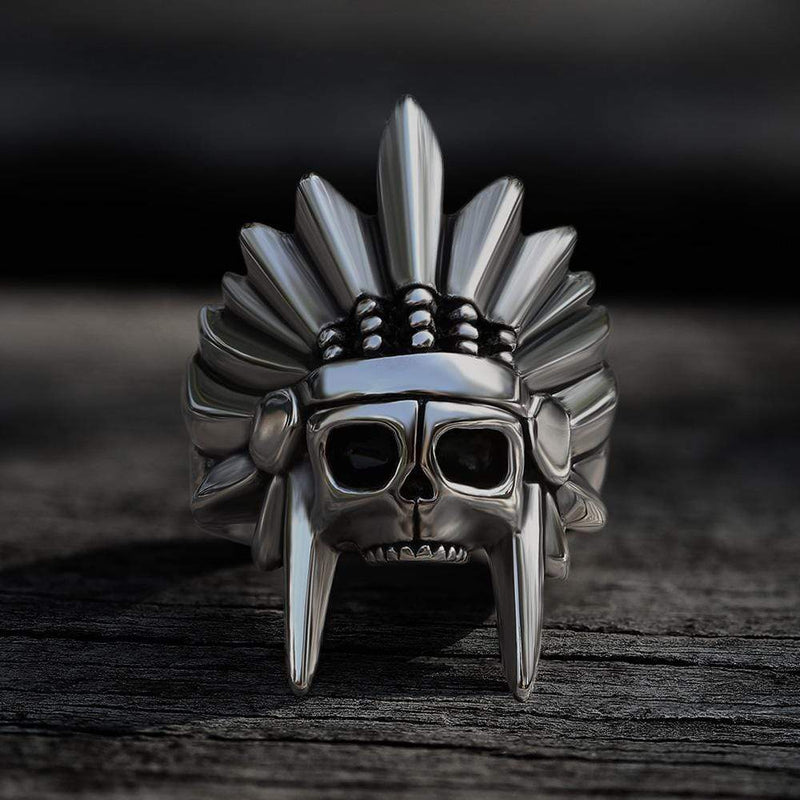 gthic ring silver 7 tribal chief stainless steel skull ring