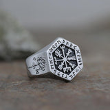 Valknut Compass Stainless Steel Viking Ring 01 | Gthic.com