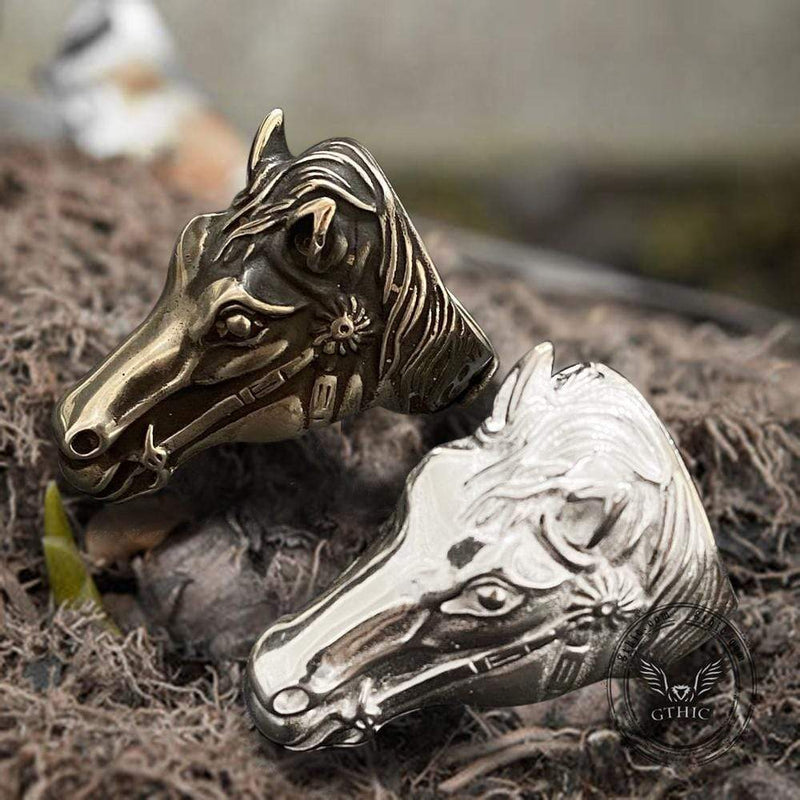 Horse Head Sterling Silver Animial Ring | Gthic.com