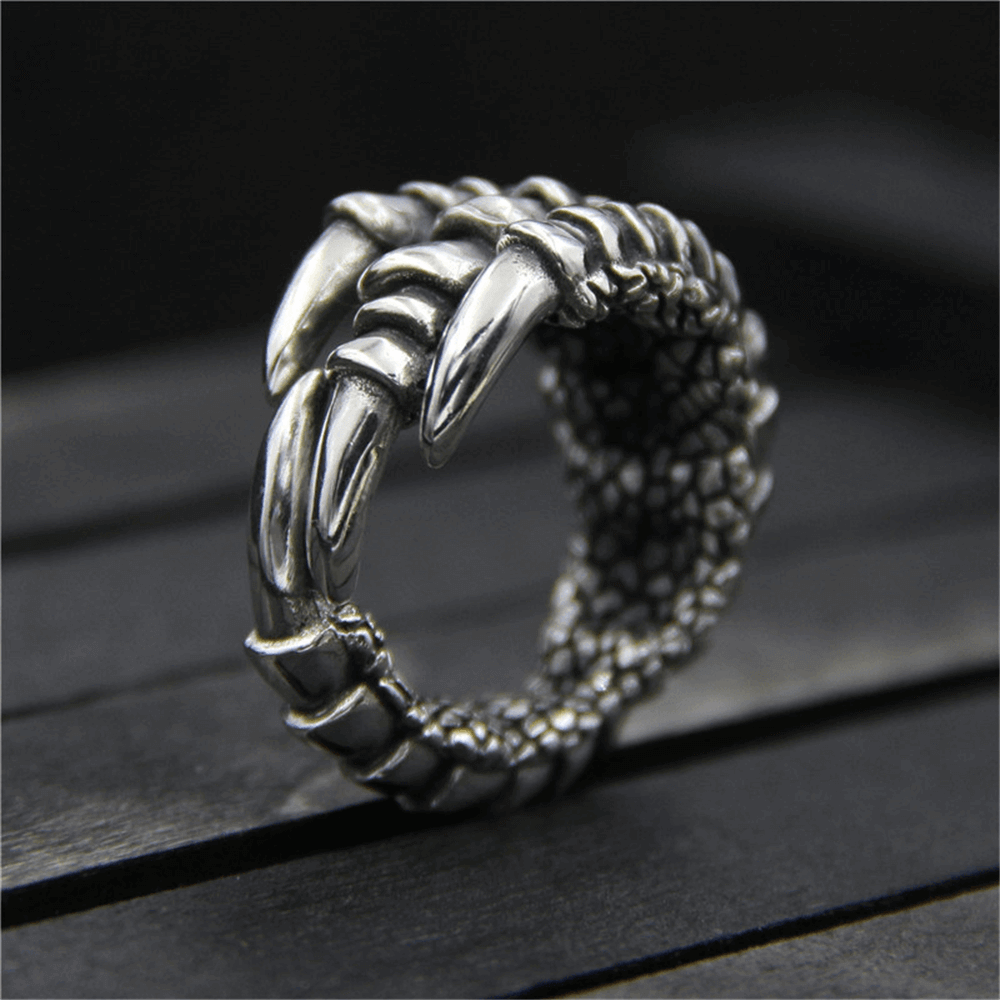 Retro Dragon Claw Brass Sterling Silver Ring