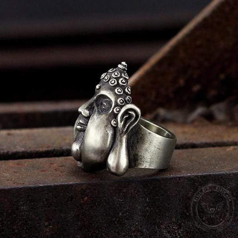 Smiling Buddha 925 Silver Ring