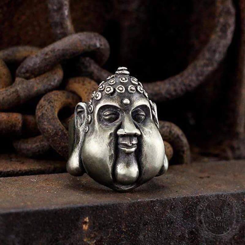 Smiling Buddha 925 Silver Ring