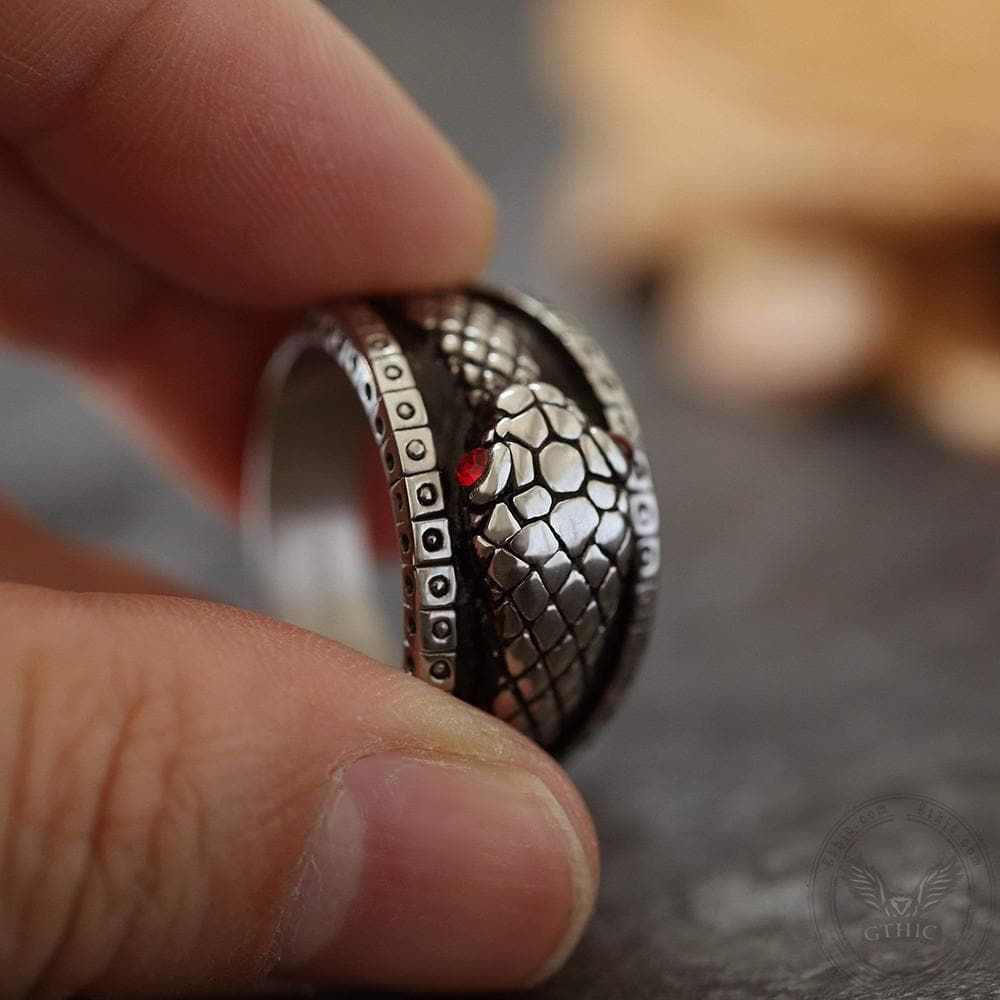 Ouroboros Stainless Steel Mythology Ring 03 | Gthic.com