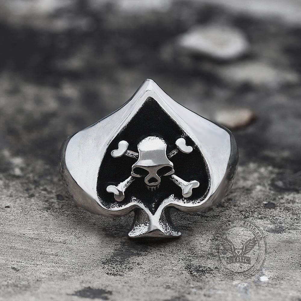 Spades Stainless Steel Skull Ring | Gthic.com