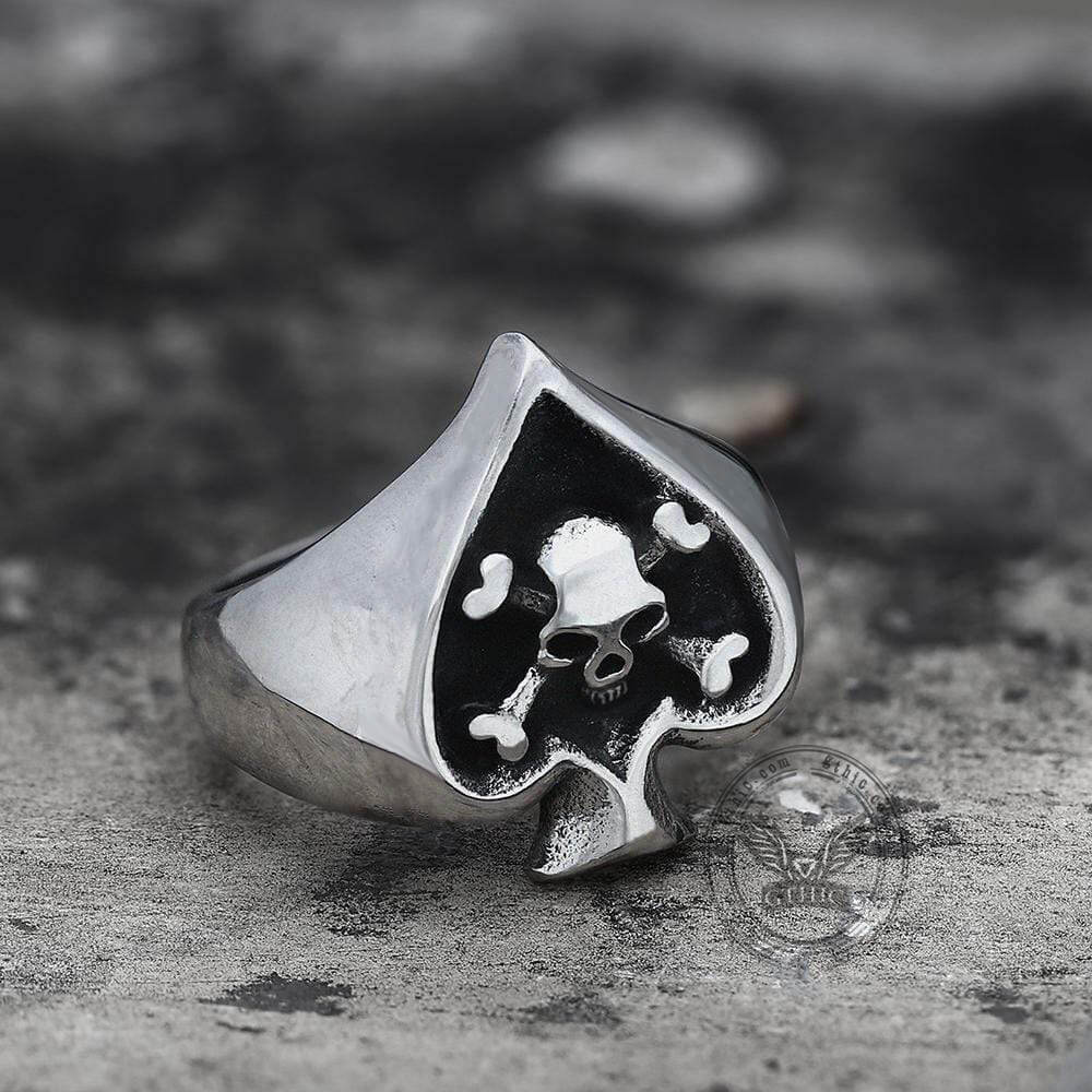 Spades Stainless Steel Skull Ring | Gthic.com