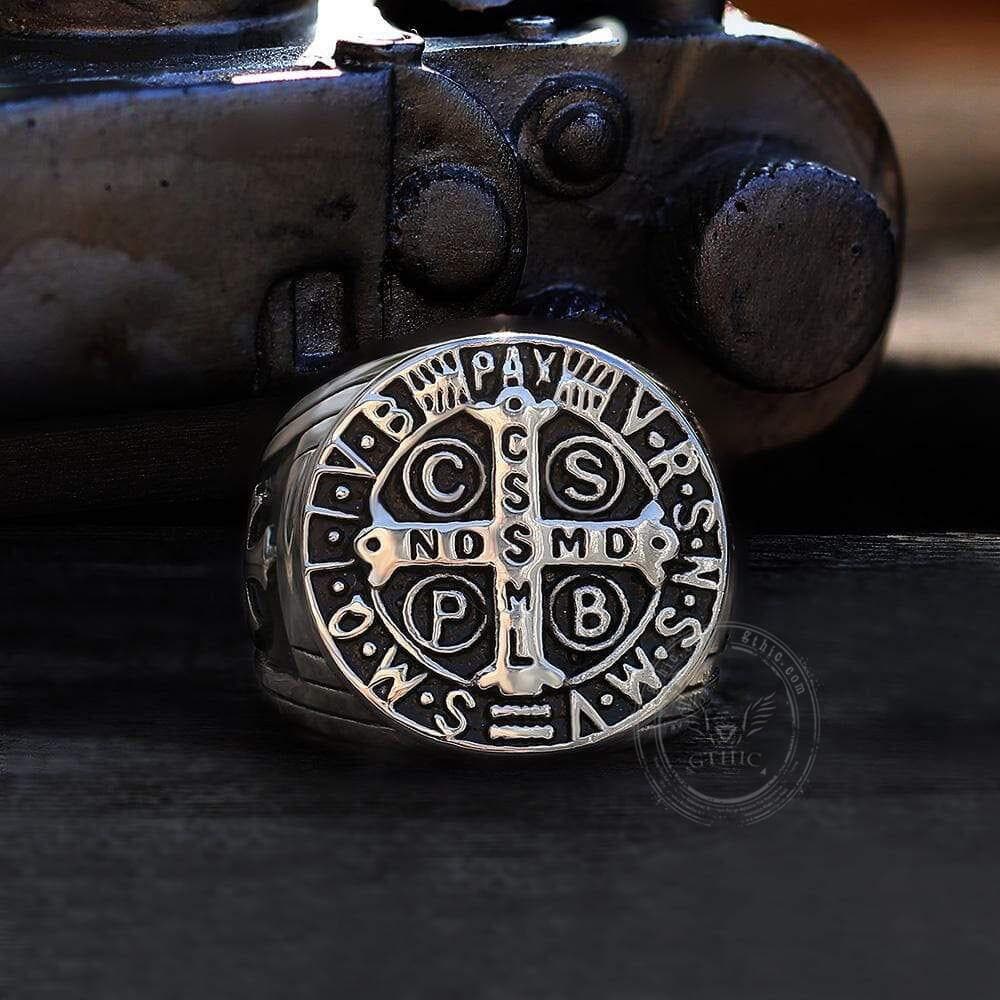 St. Benedict Stainless Steel Cross Ring