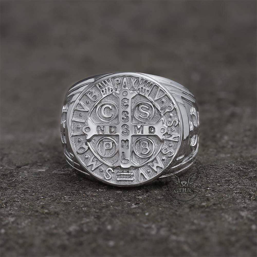 St. Benedict Stainless Steel Cross Ring