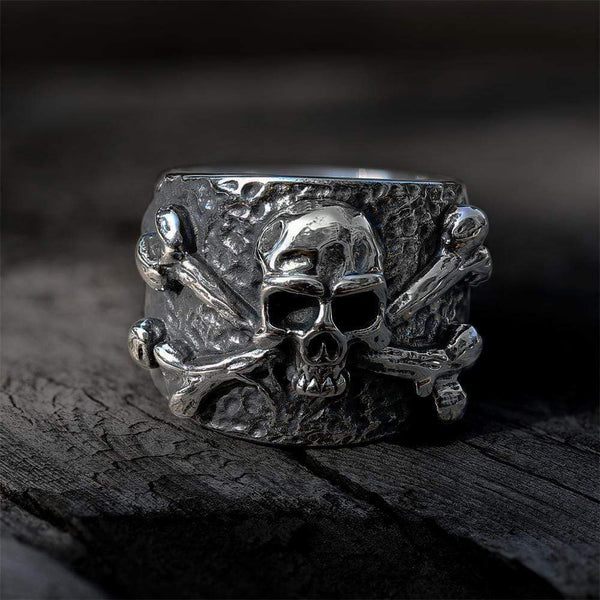 Crossbones Pirate Stainless Steel Skull Ring | Gthic.com