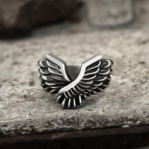 Angel Wing Stainless Steel Beast Ring 01 | Gthic.com