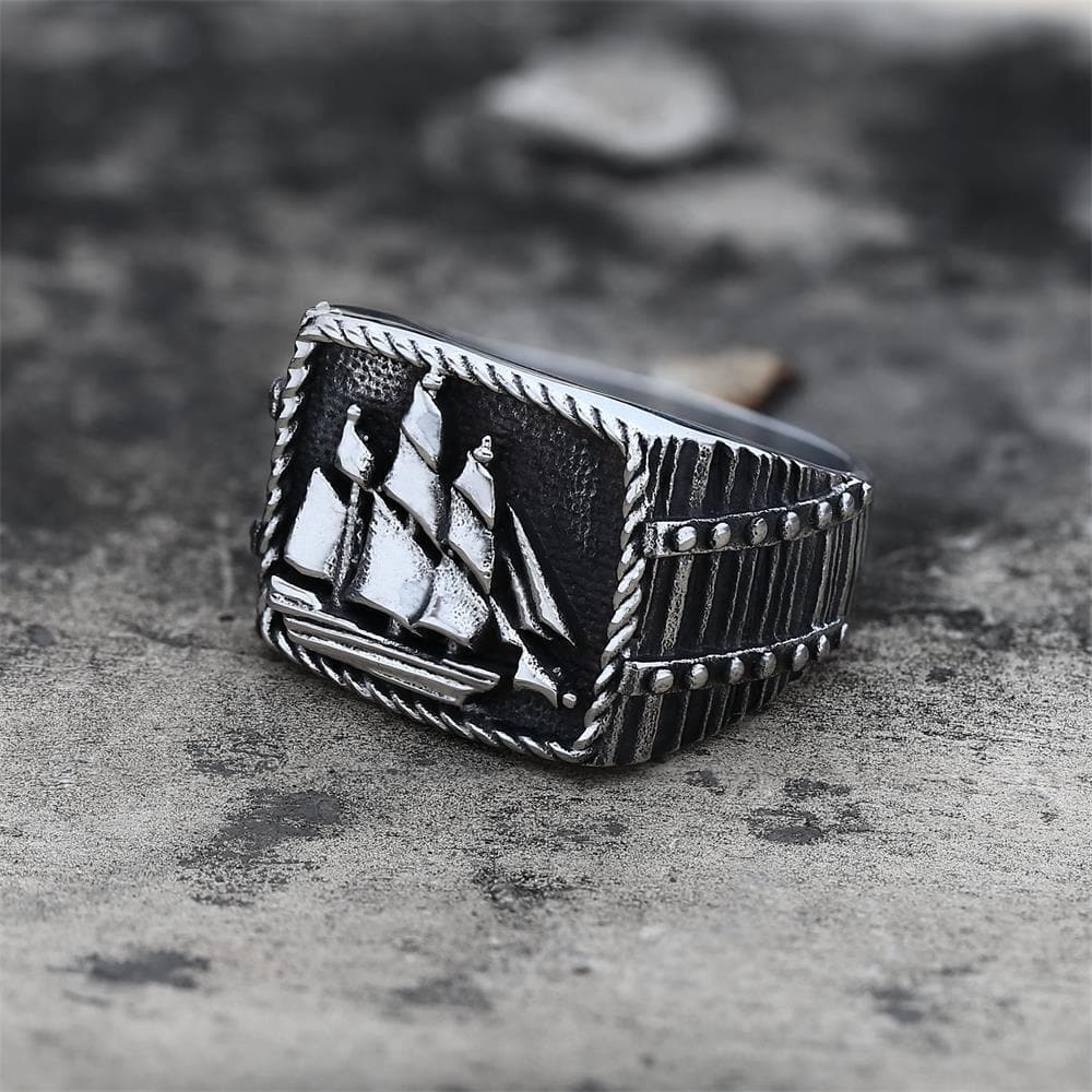 Barque Sailing Ship Stainless Steel Marine Ring | Gthic.com