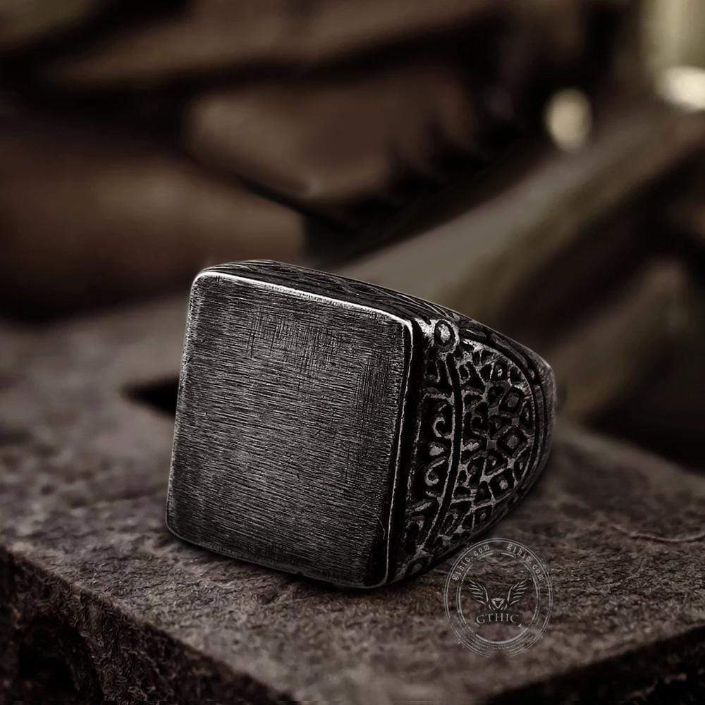 Retro Simple Stainless Steel Engraved Ring – GTHIC