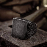 Retro Simple Stainless Steel Engraved Ring 03 | Gthic.com