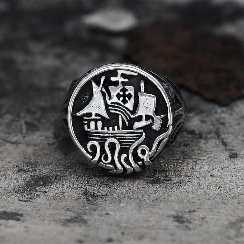 Sailboat Stainless Steel Kraken Octopus Ring