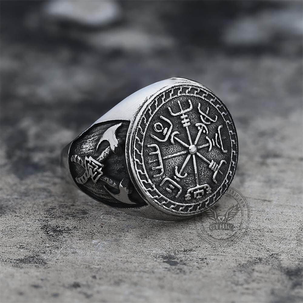 Viking Compass Vegvisir Stainless Steel Ring | Gthic.com