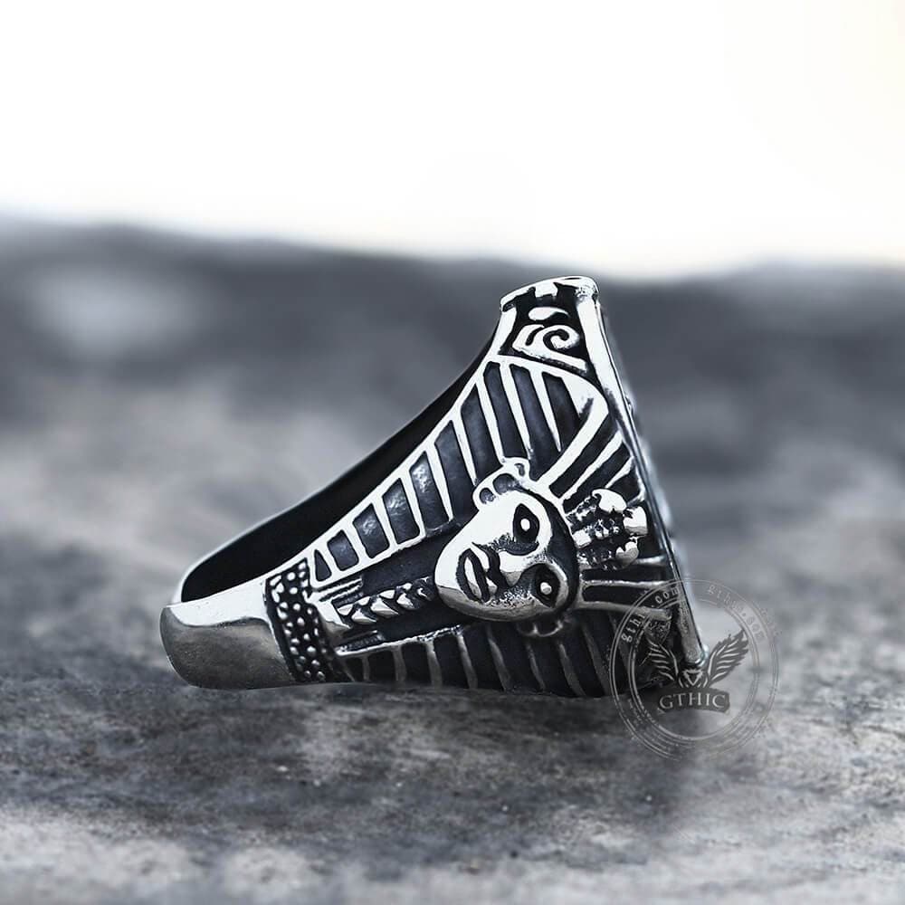 Ancient Egyptian Pharaoh Horus Tutankhamun Stainless Steel Ring