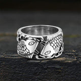 Relief Fish Stainless Steel Ring 04 | Gthic.com
