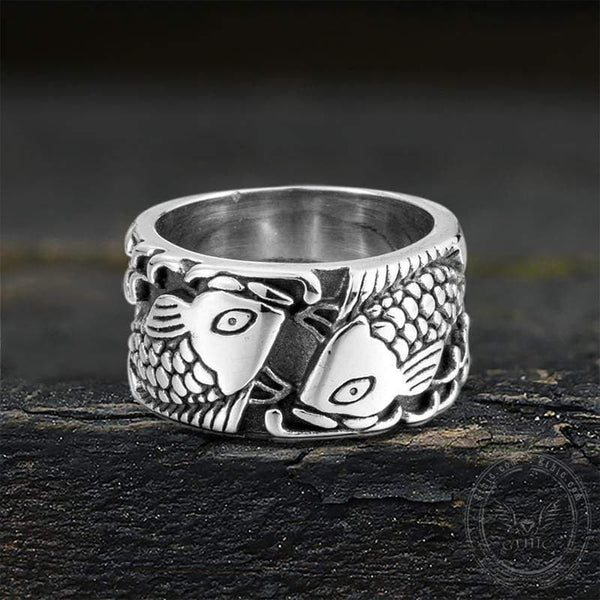 Relief Fish Sterling Silver Ring 01 | Gthic.com