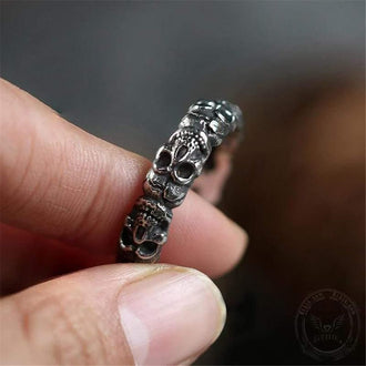 Surrounded Stainless Steel Skull Ring | Gthic.com