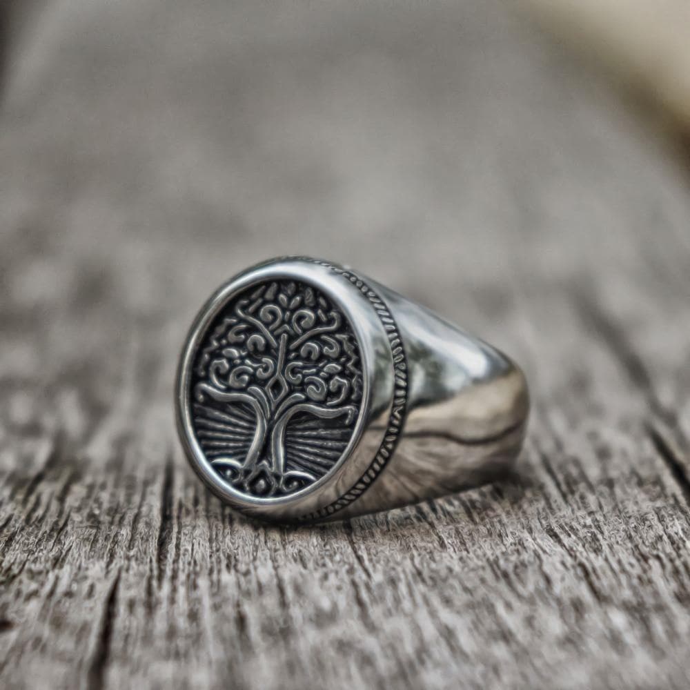 Tree of Life Signet Stainless Steel Viking Ring | Gthic.com