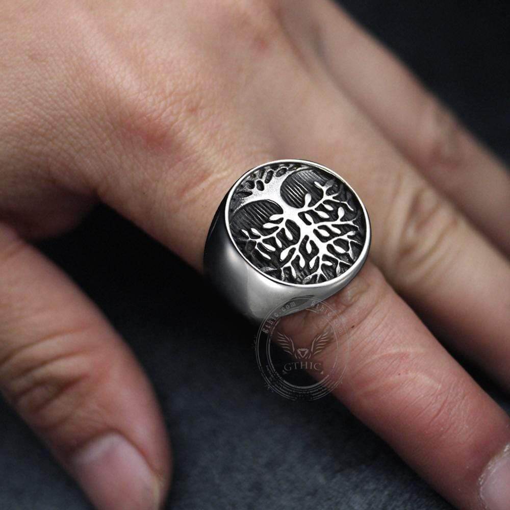 Tree Of Life Stainless Steel Viking Ring | Gthic.com