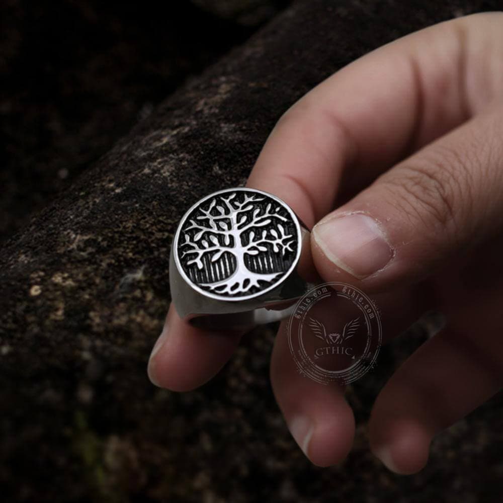 Tree Of Life Stainless Steel Viking Ring | Gthic.com