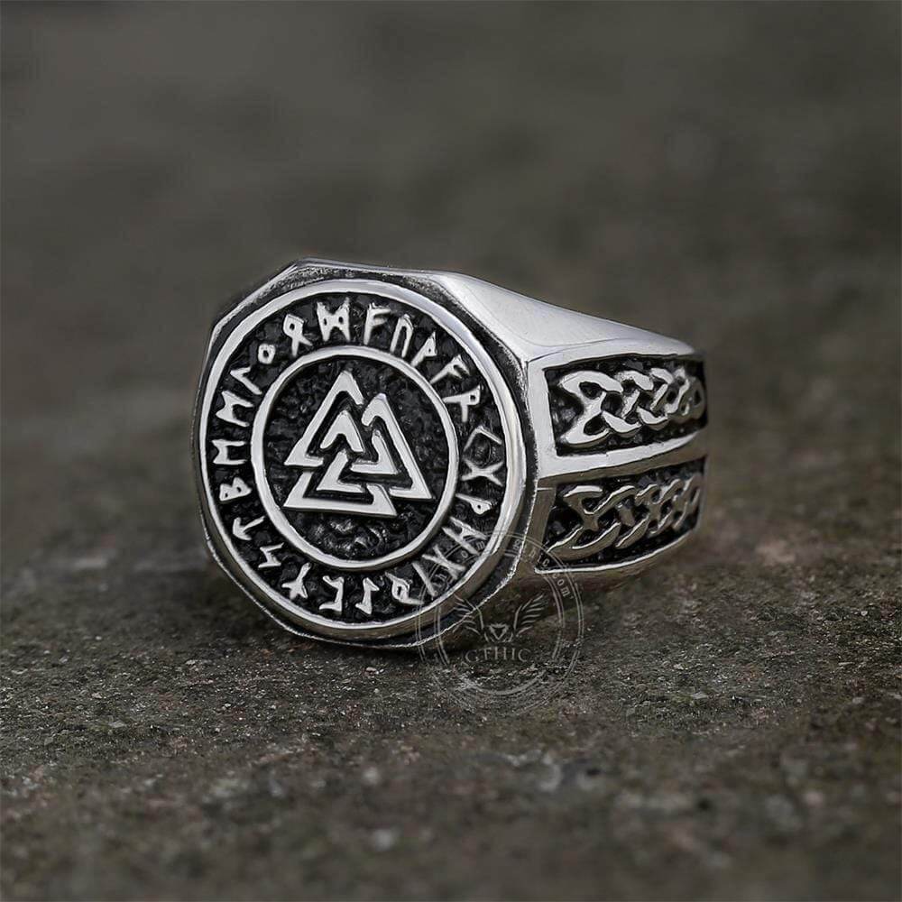 Valknut Runes Celtics Knot Stainless Steel Viking Ring | Gthic.com