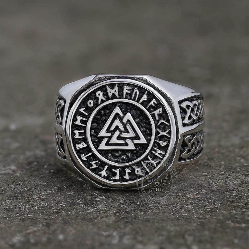 Valknut Runes Celtics Knot Stainless Steel Viking Ring | Gthic.com