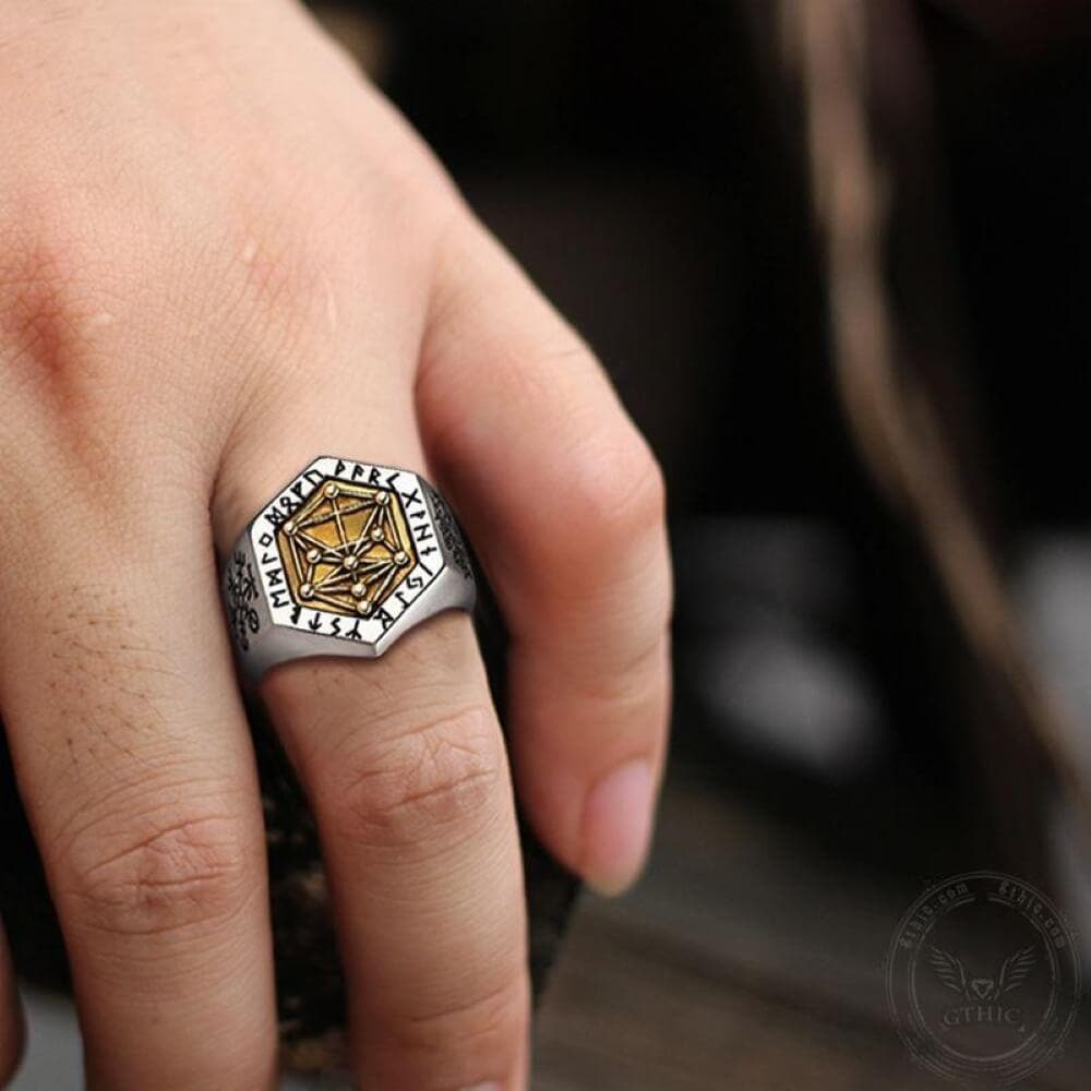 Vegvisir Totem Sterling Silver Viking Ring | Gthic.com