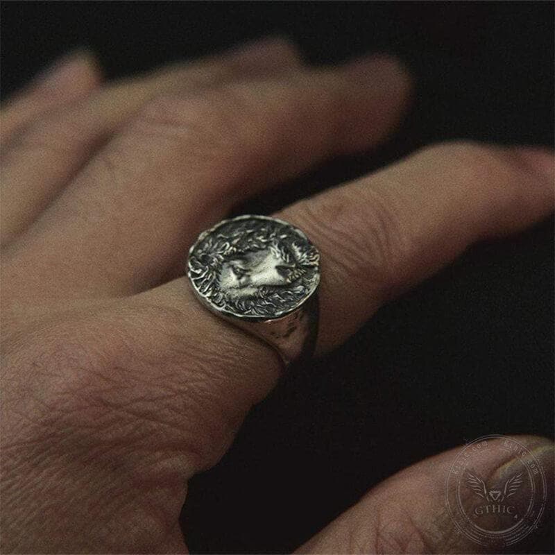 Vintage Lion King Sterling Silver Seal Ring | Gthic.com